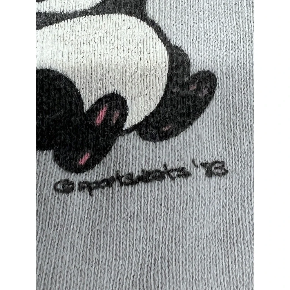 Vintage 80s 90s Cute Animal‎ Sweatshirt Panda Bears Raglan Gray Size S Sun Faded - Picture 4 of 8